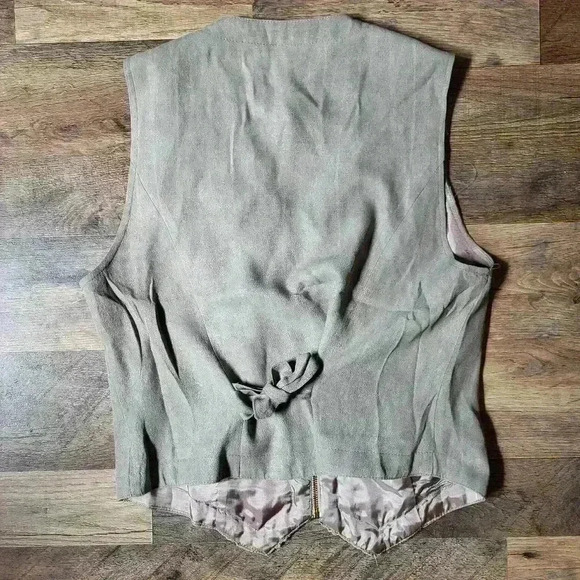 Vintage 1980s Hamptons Dress CO. Gray Zip-up Ruffle Vest Size 6 - Picture 4 of 6